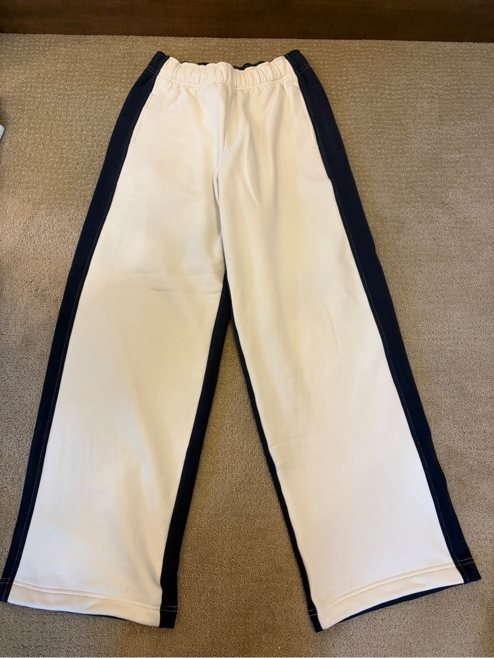 Athleta Navy Wide-Leg Sweatpants with Elastic Waist